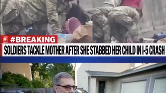 Soldiers tackle knife-wielding mother