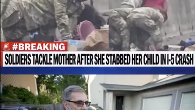 From X: Soldiers tackle knife-wielding mother